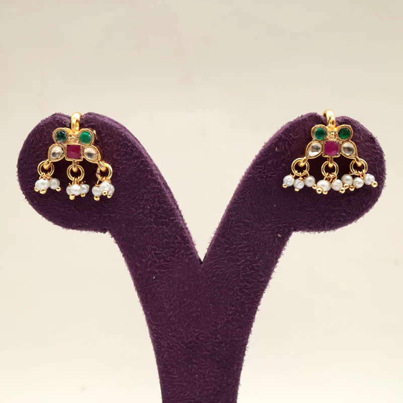 Premium Pachi Kundan Butterfly Koppu - Ruby